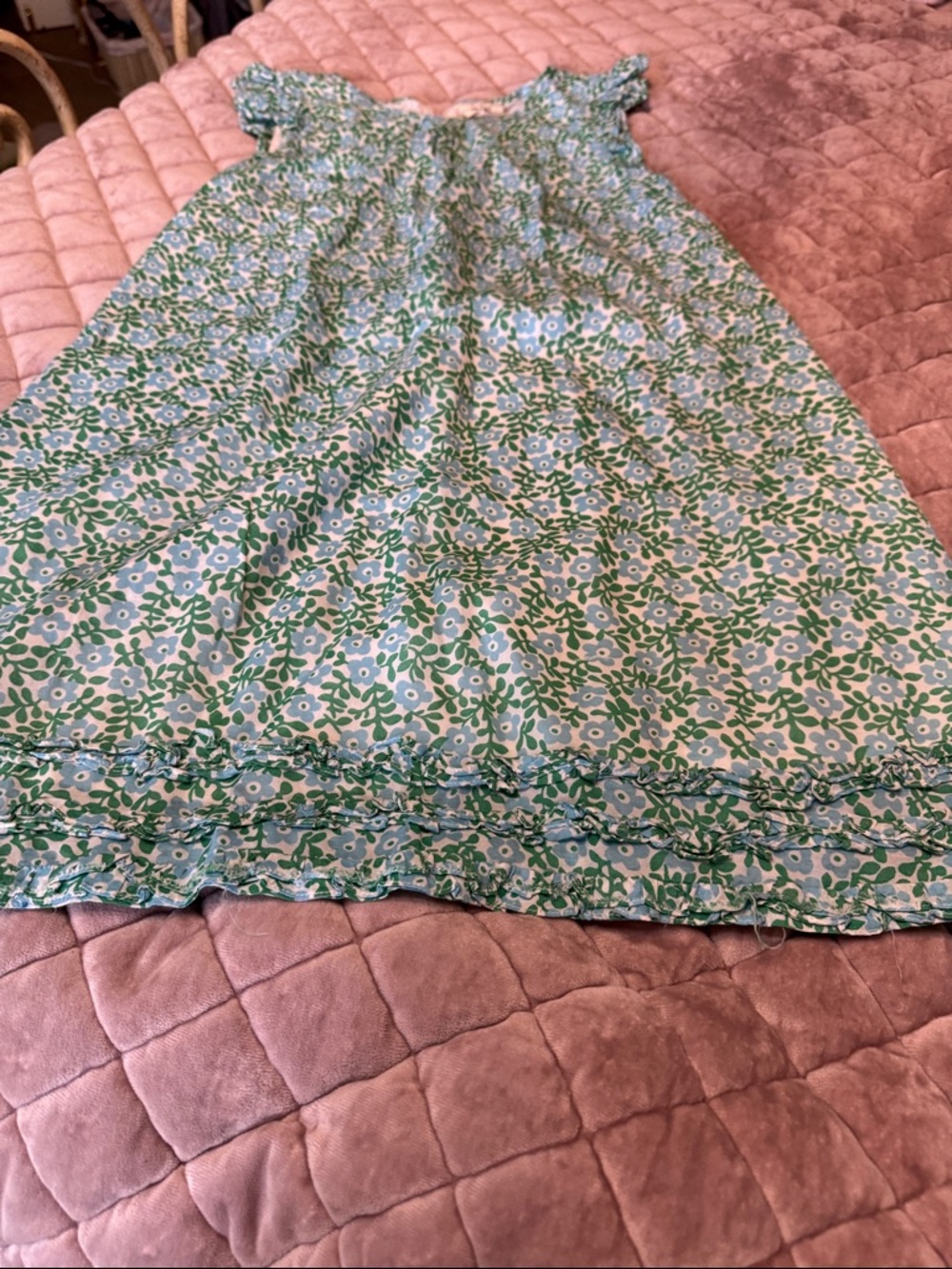 Mini Boden Blue and Green Floral Midi Dress